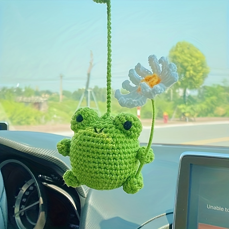 Cute Car Accessories Mirror Hanging Frog Charm Fruit Decor Flower