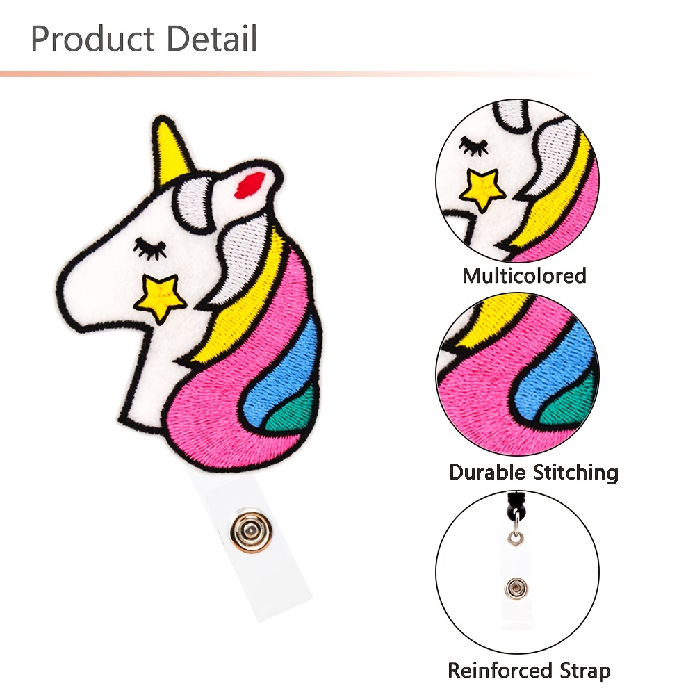 Unicorn Badge Holder Colorful Felt Badge Reel Retractable - Temu