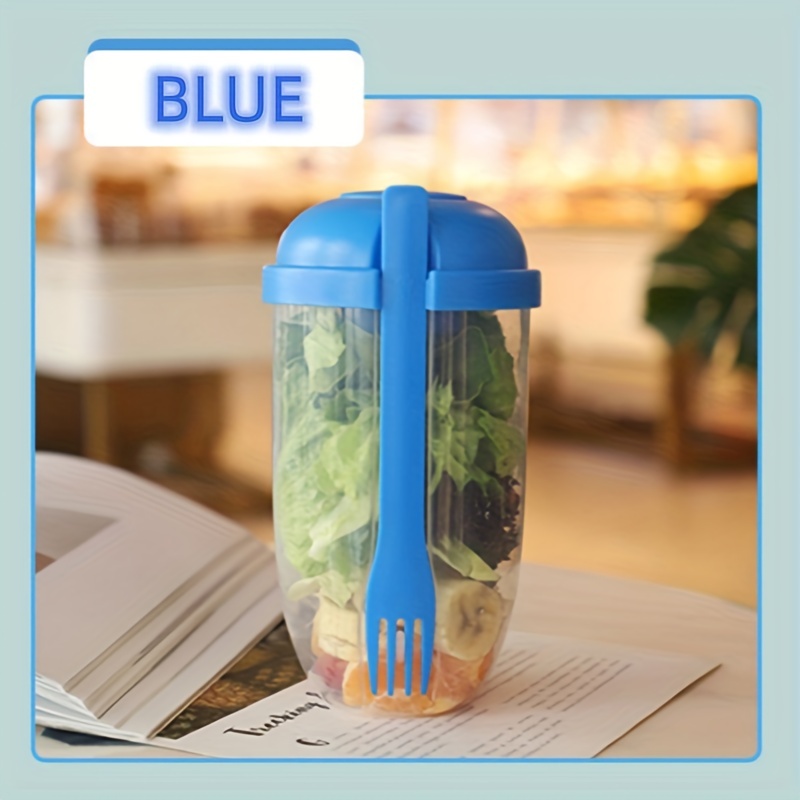 1pc White Portable Salad Cup With Cutlery And Dressing Container, Suitable  For Carrying Vegetable Or Fruit Salad On-the-go