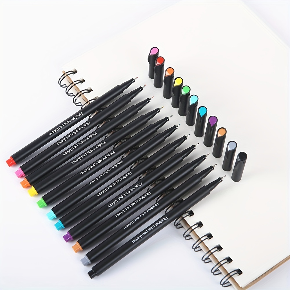 RIANCY 0.4mm Fineliner Planner Pens 24 Fine Point Black Ink Felt Tip Markers Sipa Porous Pens for Note-Taking Drawing Journaling Writing School