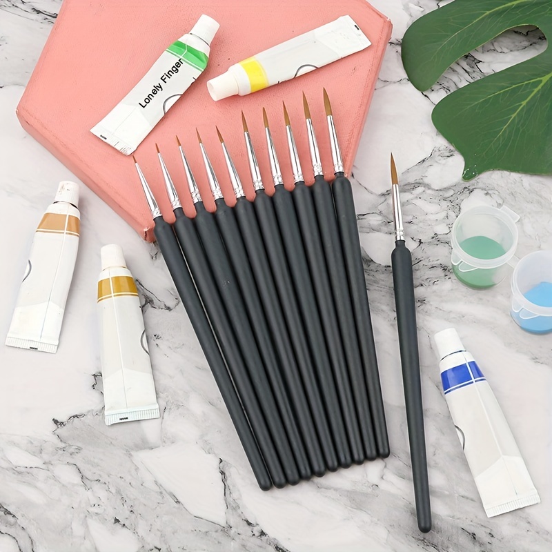 12pcs Professional Paint Brush, Fine Line Brushes, Drawing Supplies Student School for Painter Home 12pcs Fine Liner Brushes