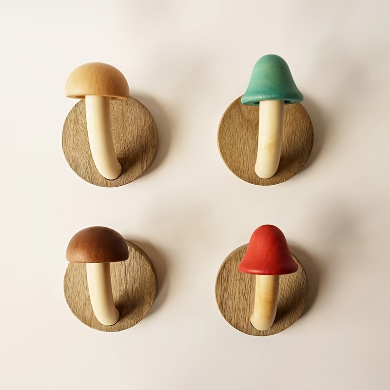 1pc, Scandinavian Log Creative Mushroom No-Punch Hooks For Hanging Cloth  Towels Shower Caps Hat Bags Keys Kitchen Bathroom Interior Decorative  Clothes