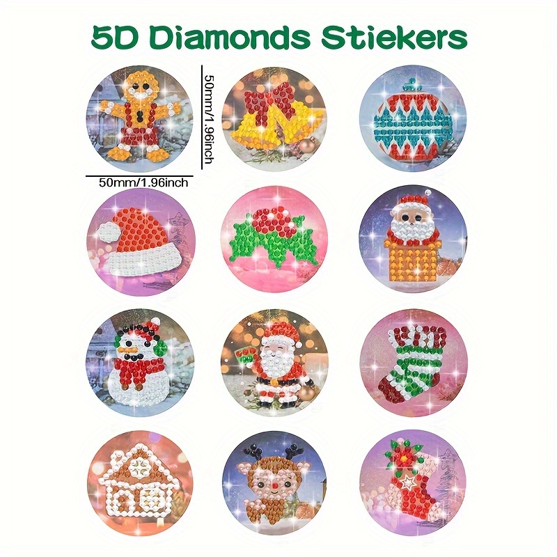 12pcs Christmas Diamond Art Sealing Stickers Kit