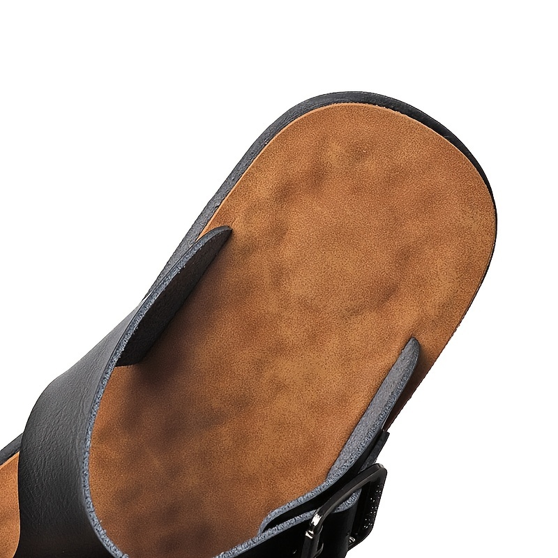 Men's Leather Flip Flops Lightweight Comfortable Non Slip Thong Sandals