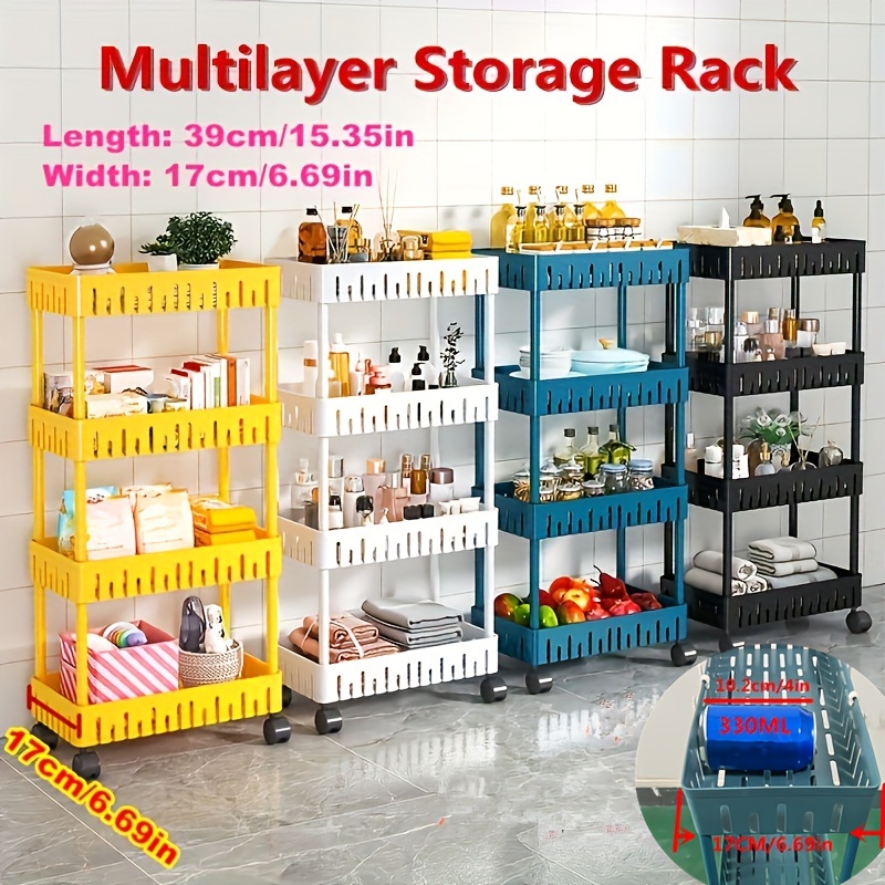 4 layer Plastic Thickened Cart Floor Storage Rack Double - Temu