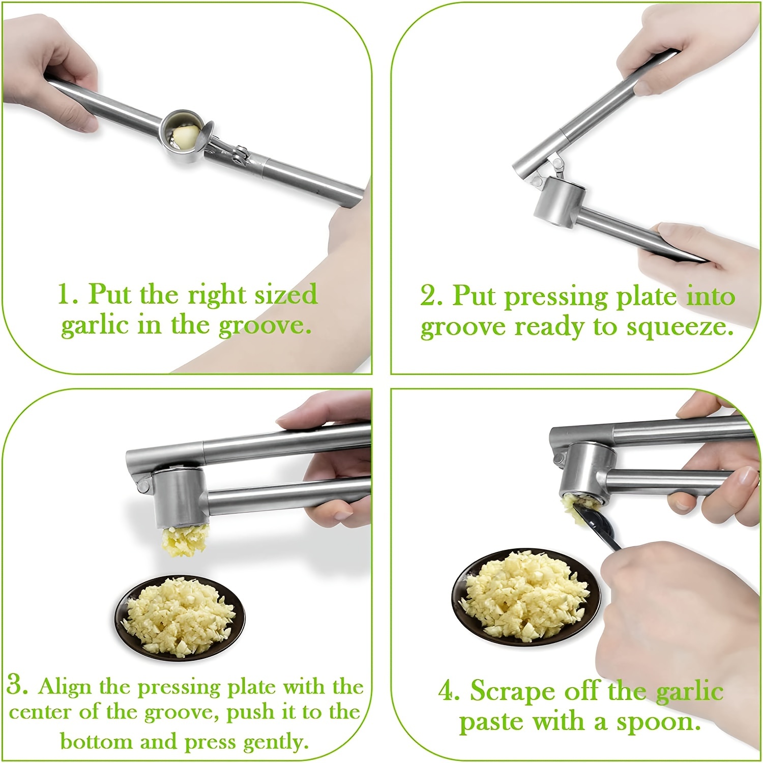 Garlic Press Stainless Steel Garlic Mincer Peeler Rust Proof - Temu