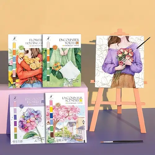 Creative Watercolor Painting Book /book Come With Color - Temu