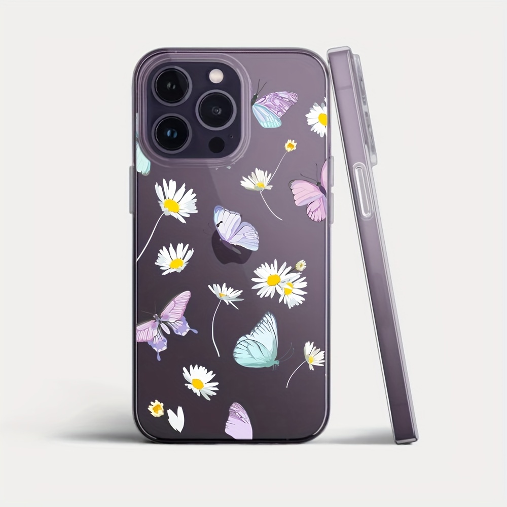 Compatible con iPhone XR, lindo diseño de mariposa floral de dibujos  animados para mujeres y niñas, estético Kawaii delgado suave TPU  transparente