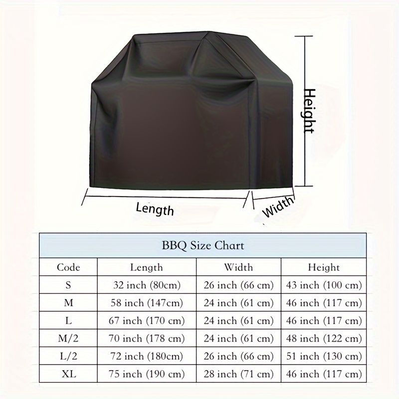 Funda protectora e impermeable para barbacoa de 80x66x100cm