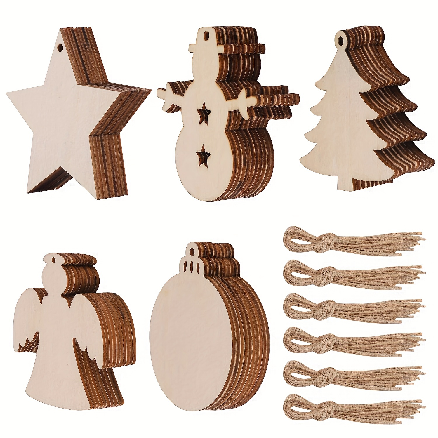 48pcs,Wooden Christmas Ornaments Unfinished Wood Slices with Holes,  Christmas Crafts DIY Centerpieces Wooden Ornaments to Paint Hanging  Decorations Perfect Christmas Gifts