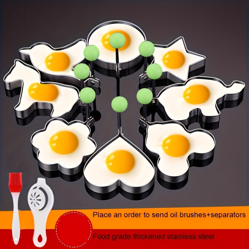 

10pcs Stainless Steel Fried Egg Ring, Pancake Shaper Omelette Mold Mould Frying Egg Cooking Tools Kitchen Accessories Gadgets