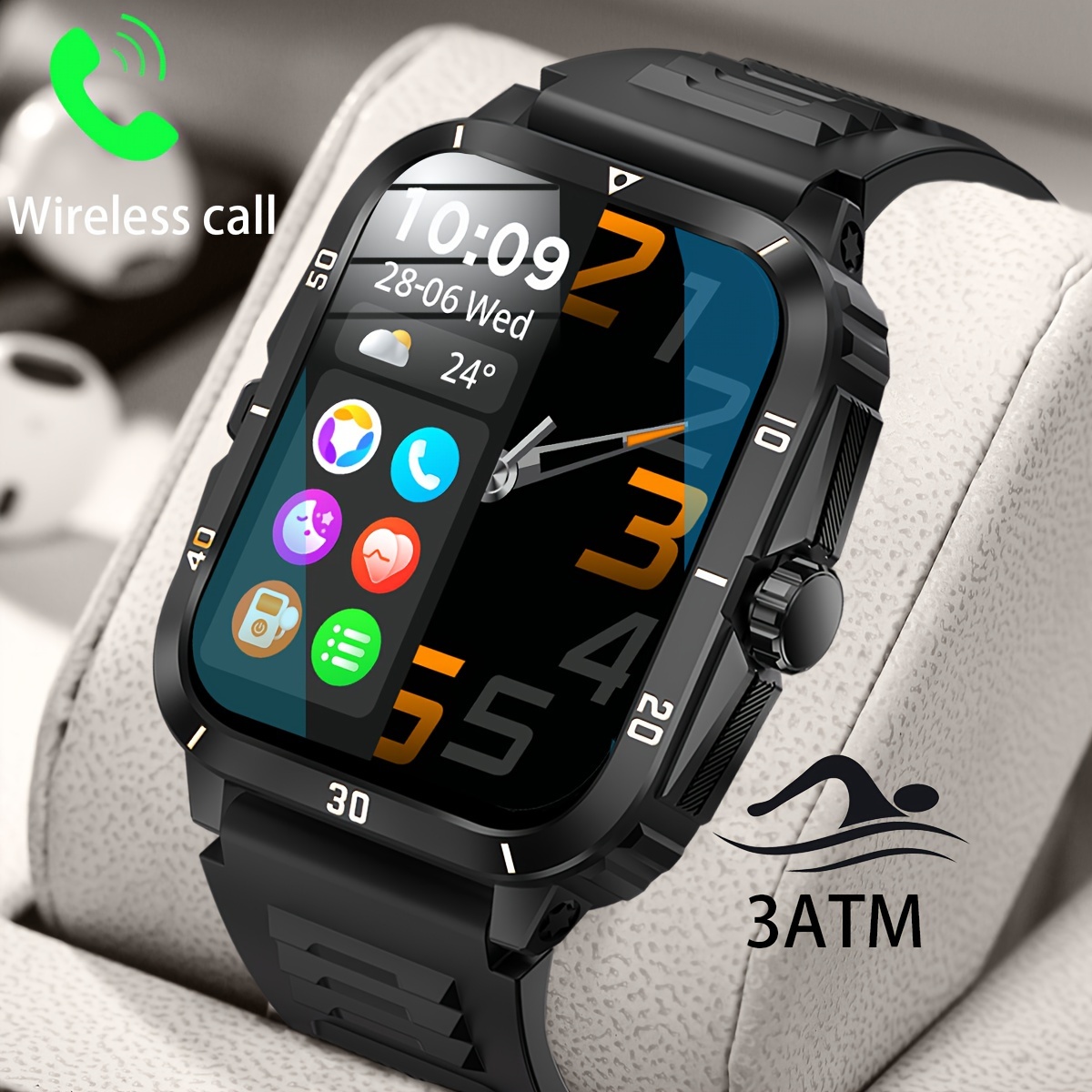 1pc Reloj Inteligente Militar Para Hombres (Responder/Hacer Llamadas), 2023  Más Nuevo Para Android IPhone BT Smartwatch Táctico, Rastreador De Fitness  Resistente Al Aire Libre, IP68 Impermeable/Voz AI