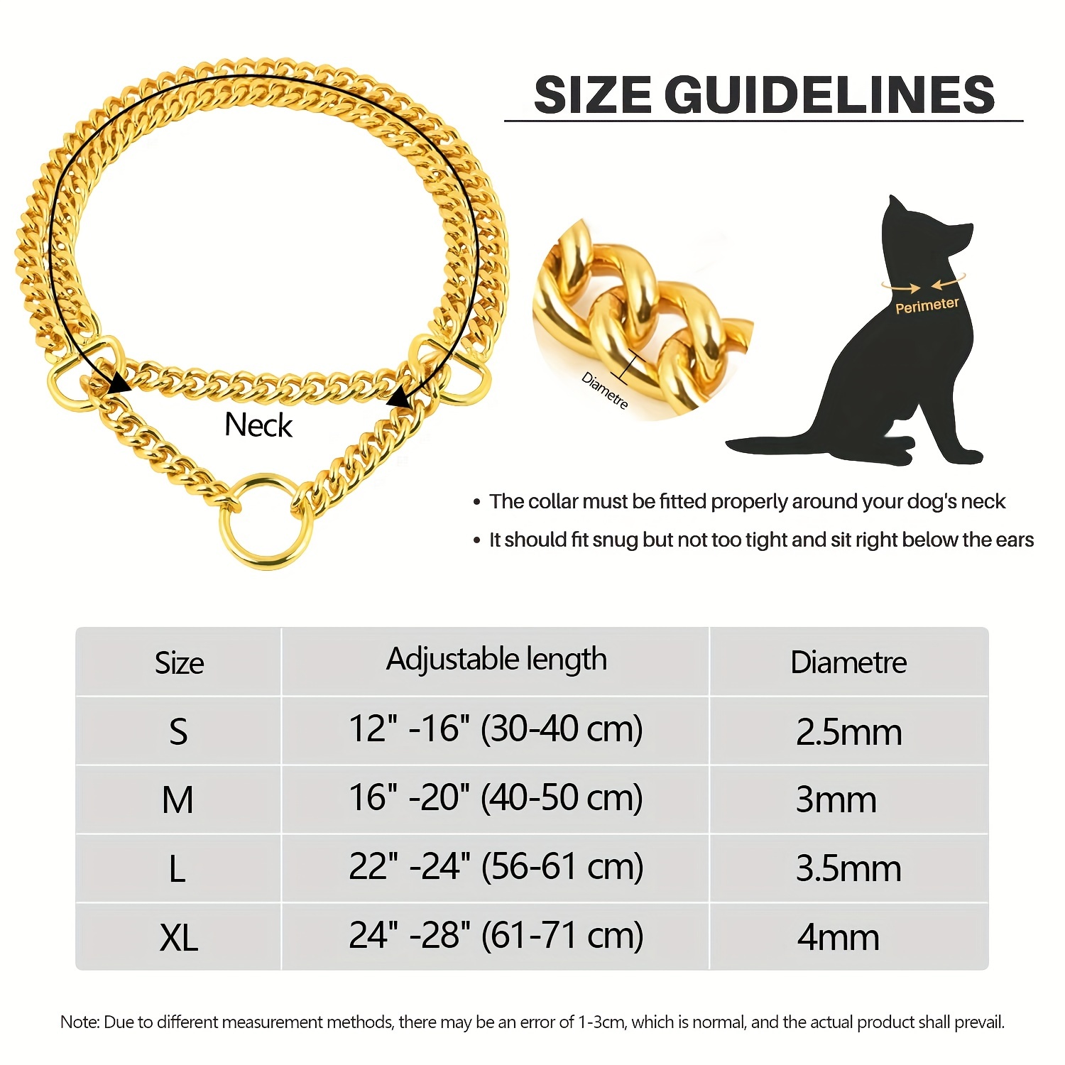 Stainless Steel Dog Chain Collar Dog Collar Adjustable Walking, Metal Cuban  Link Dog Collar Chew Proof Double Row Chain Dog Collar For Large Small Med