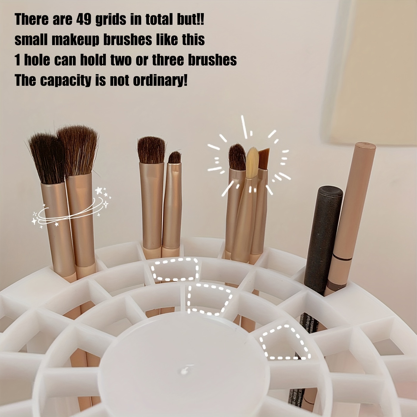 PuTwo Makeup Organizer with 1 Brush Holders and 3  