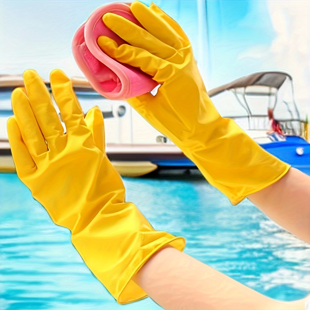 Magic Silicone Dish Washing Gloves Kitchen Rubber Scrubber Cleaning Glover  1Pair