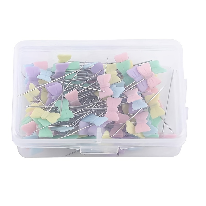 homeemoh 100 Pcs Sewing Pins Flat Head, 2.05 inch Flat Head Straight Pins  Straight Quilting Pins for Patchwork Embroidery DIY Crafts Projects,Bear