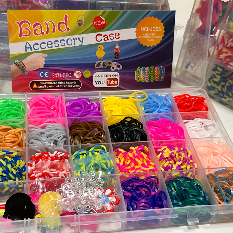 Colorful Rubber Loom Bands Elastic DIY Set Box Girls Gift Weaving