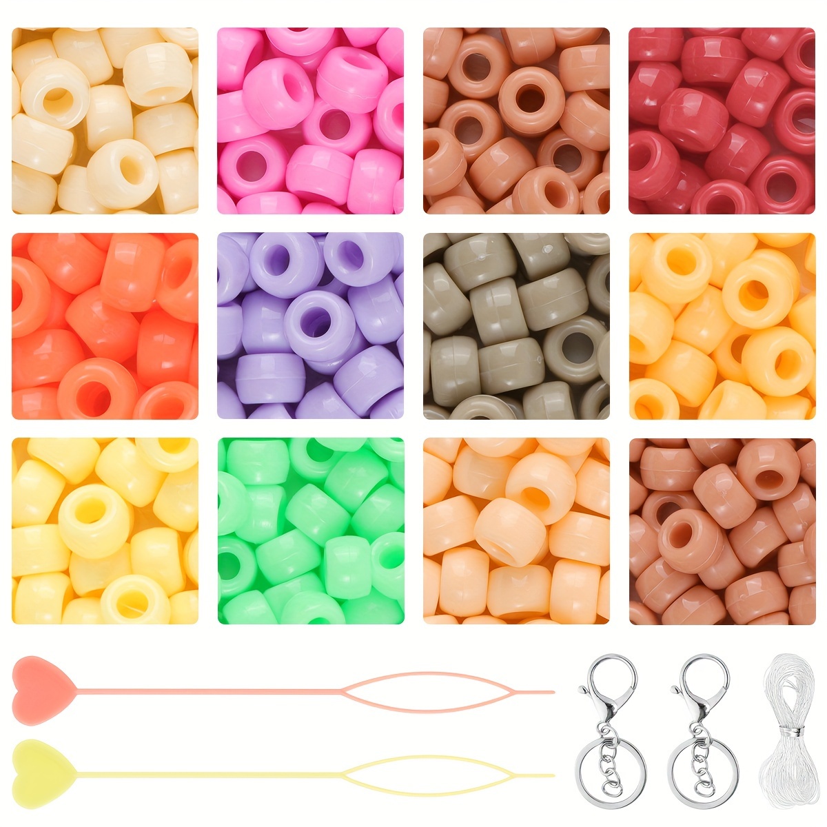 1200pcs Pony Beads Set, 12 Colors, Rainbow Colored Beads For DIY Jewelry  Making, Hair Beads Elastic Thread Key Chain Jewelry Making Kit, Holiday  Birth