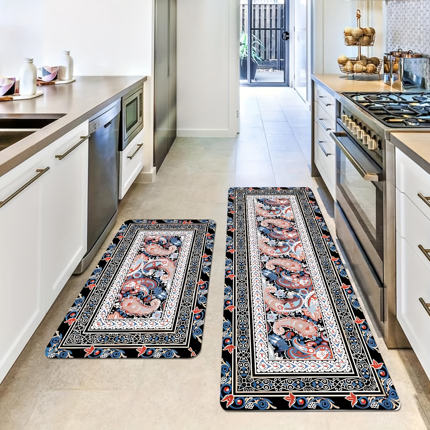  Alfombras para suelo de cocina, alfombra abstracta  antideslizante, juego de alfombras de cocina para cocina, comedor, hogar,  oficina, fregadero, lavandería, 16 x 24 pulgadas : Hogar y Cocina