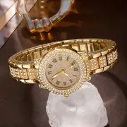 6pcs set womens watch luxury rhinestone quartz watch hiphop fashion analog wrist watch jewelry set gift for mom her details 6