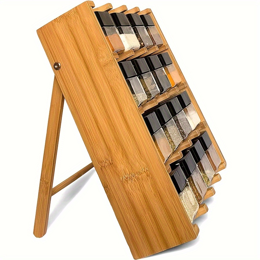 Morvat Estante de madera de bambú para especias más 10 tarros de vidrio de  4 onzas con tapas, etiquetas y embudo, juego organizador de condimentos con