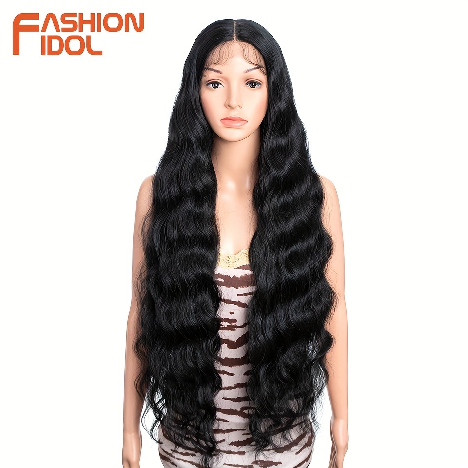 Babyhair Synthetic Lace Wig Long Wavy Body Wavy Side Part Temu