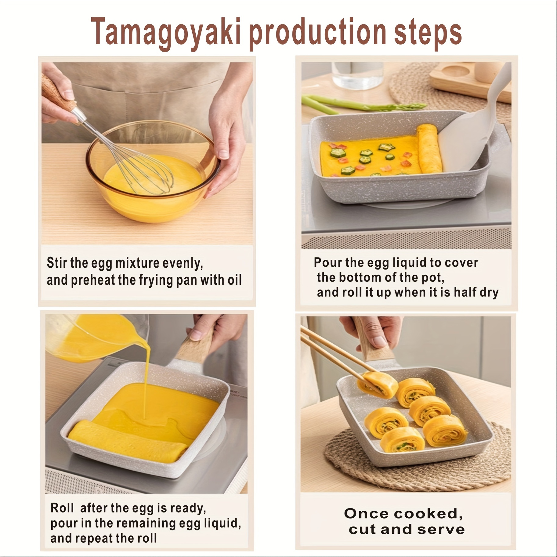 Tamagoyaki Pan, Square Egg Pan Japanese Omelette Pan Nonstick Cookware Pfoa  Free All Stoves Compatible Induction Compatible Omelet Maker, Cookware,  Kitchenware, Kitchen Items - Temu
