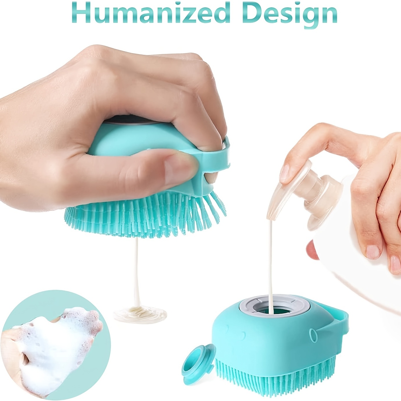 Bath Brush Pet Shampoo Brush Silicone Puppy Massage Brush Dog Shower Brush  With Soap Dispenser Grooming Shower Brush - Temu