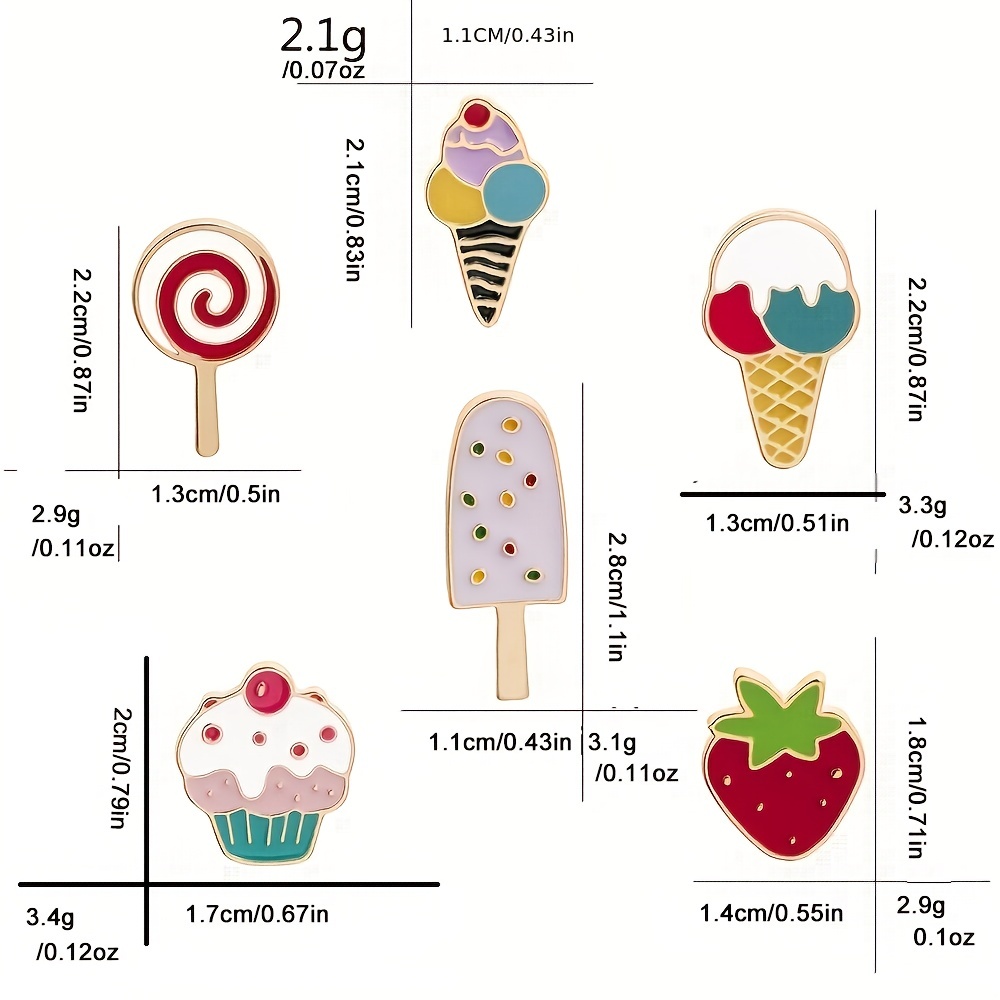 1PC DIY Bag Accessories Button Pins Cute Ice Cream Cup Alloy