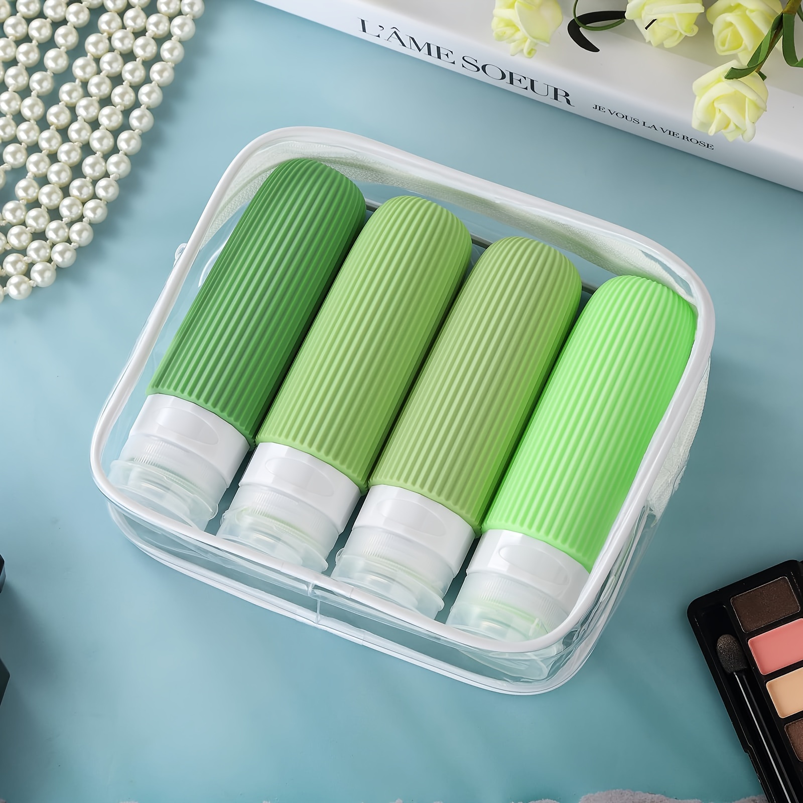 4Pcs Silicone Travel Bottles for Toiletries, 3oz Tsa Approved Travel Size  Containers BPA Free Leak Proof Travel Tubes Refillable Liquid Travel  Accessories with Clear Toiletry Bag