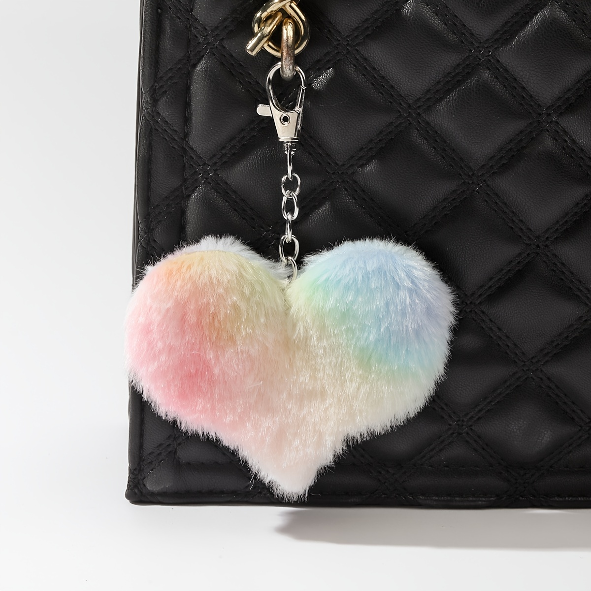 Cute pom pom heart key chain book bag charm