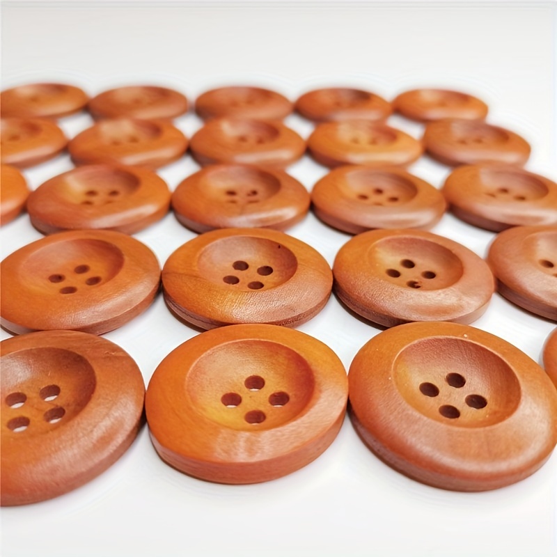 Dark brown wooden buttons - 25mm (1 inch) - 4 holes - round sewing