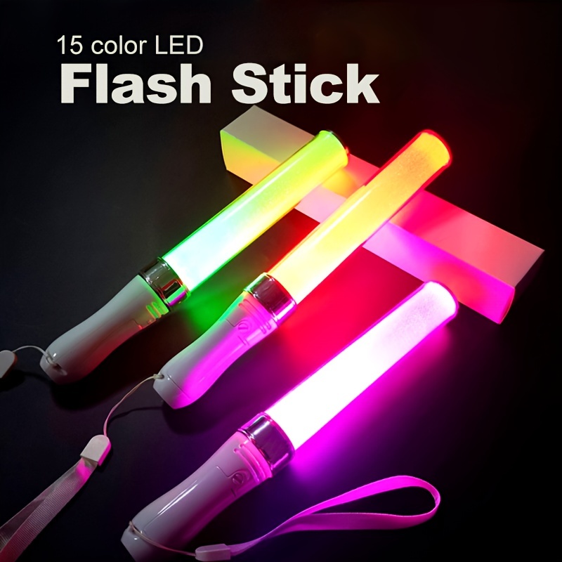 12 Pack of 18 Inch Multi Color Flashing Glow LED Foam Sticks, Wands, Batons  - 3 Modes Multi-Color - Party Flashing Light DJ Wands, Concert, Festivals,  Birthdays, Party Supplies, Weddings, Give Aways 