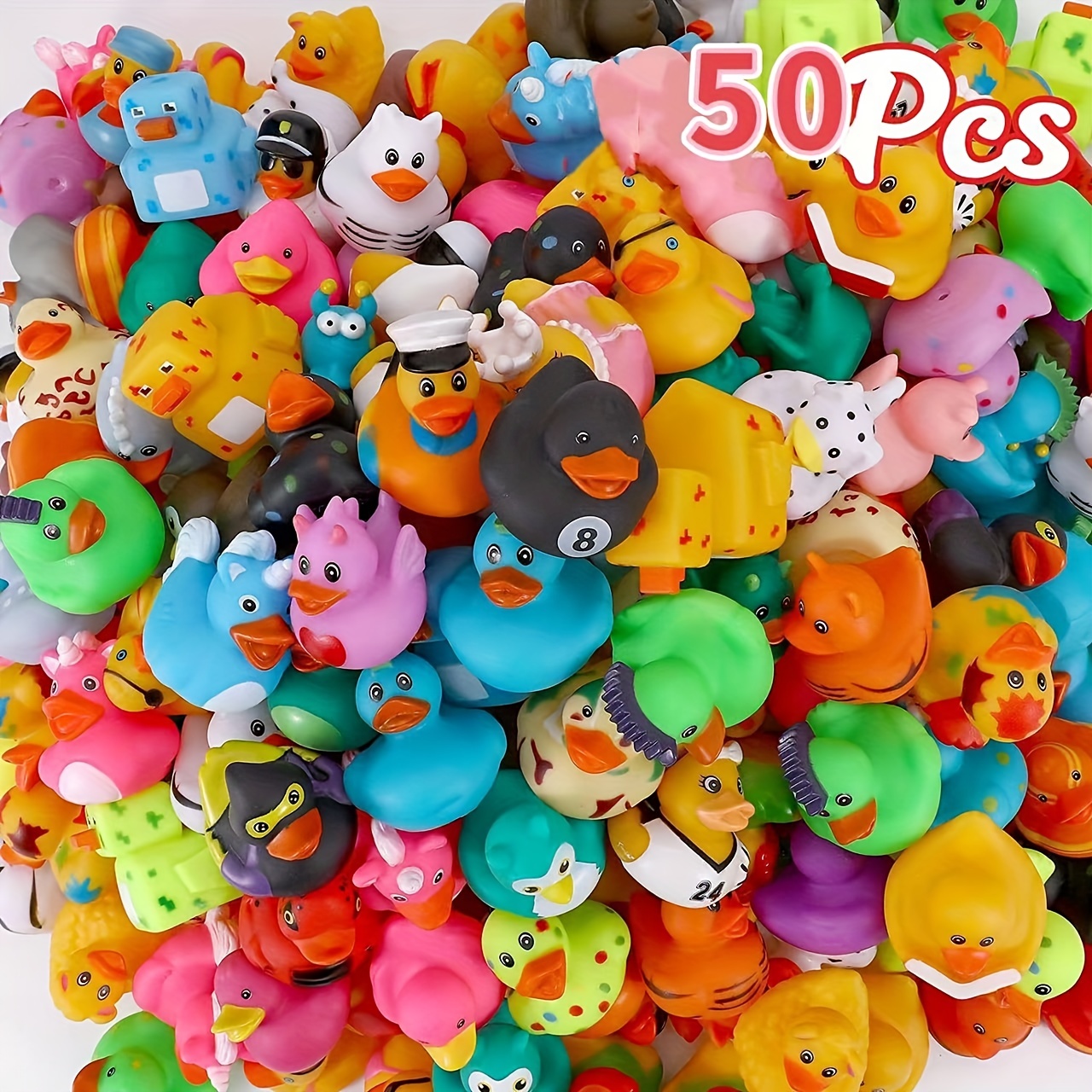 Paquete de 54 mini patos de goma, mini patitos de goma coloridos para el  baño, flotar y chillar, juego de juguetes de piscina para regalos de fiesta