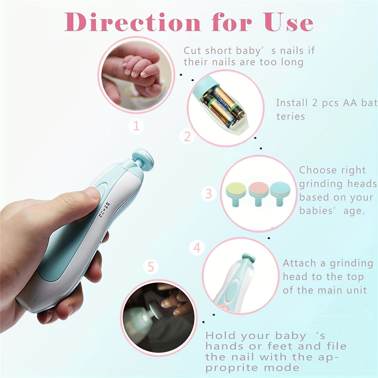 1pc Electric Nail Trimmer Full Automatic Nail Clipper File Polisher Tool  For Newborn, Infant, Baby, Toddler, Kids, Adult And Seniors, Nail Clippers