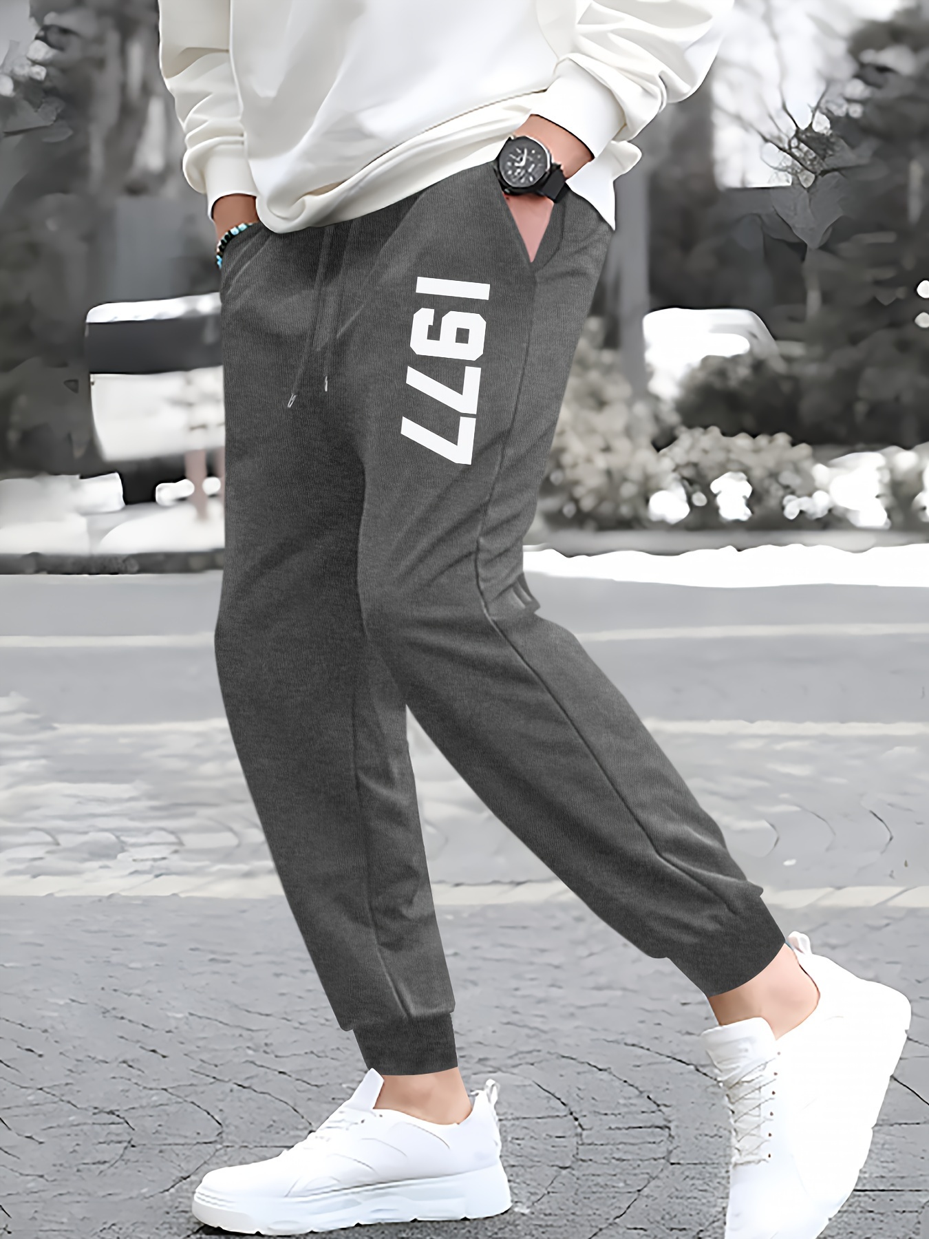 Sweat Pants for Women Trendy Print Autumn Fleece Joggers