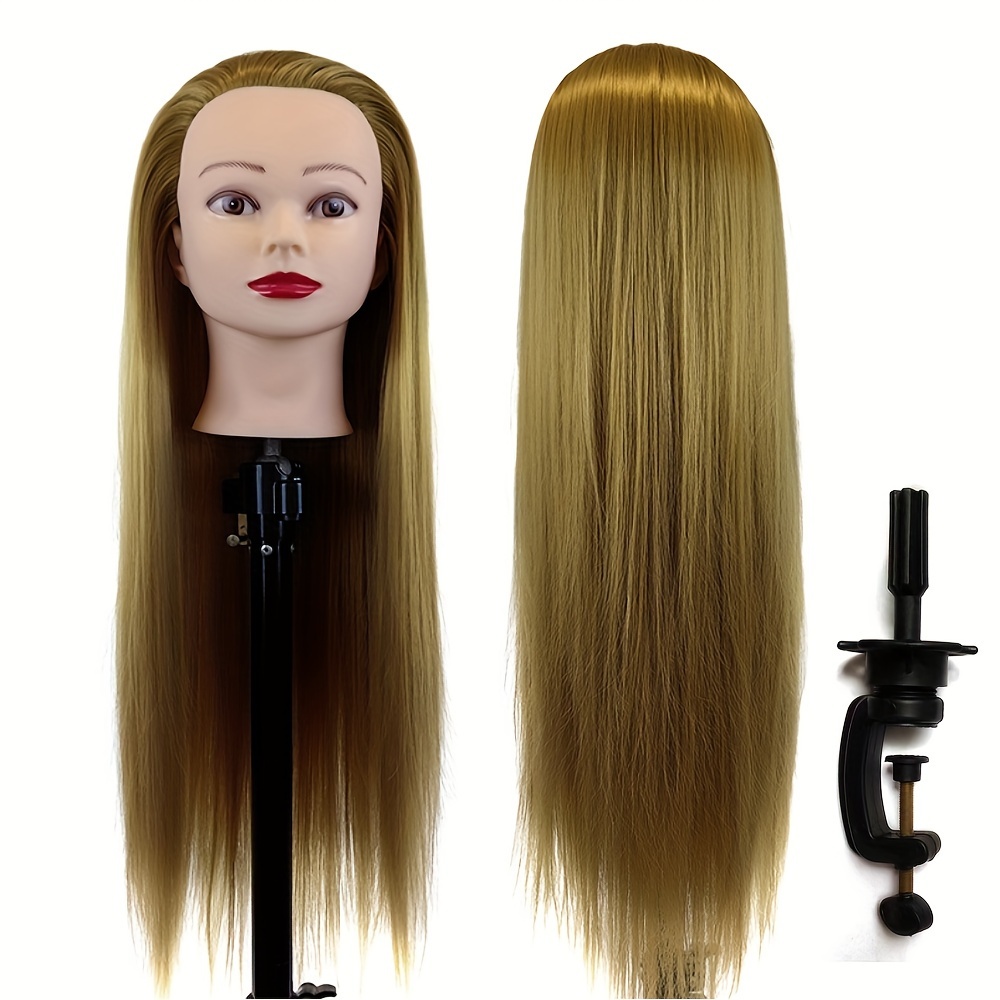 Mannequin Head with Hair 70% Real Human Hair 26-28'' Cosmetology Mannequin  Head for Styling Practice on Braiding Manikin Head with Clamp Stand and