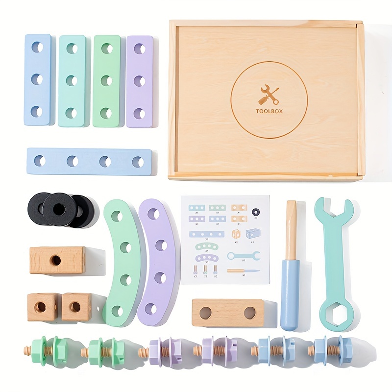 

Children's Wooden Nut Disassembly Tool Box, Exercise Baby Hand Fine Motor Training, Early Education Assembly Toy
