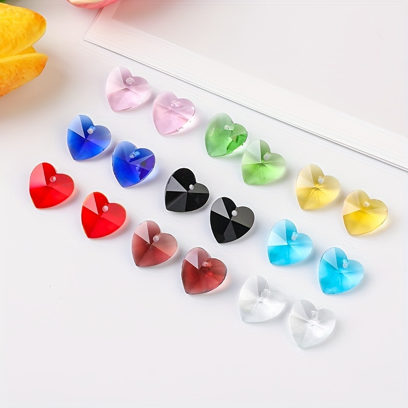 Upscale Love Heart Shape Crystal Glass Beads Charms Diy - Temu