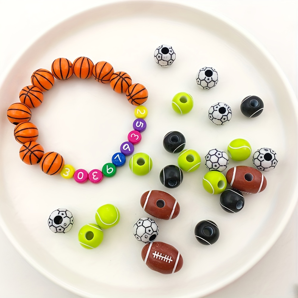 Sports Ball Beads For Diy Jewelry Acrylic Small Baseball - Temu