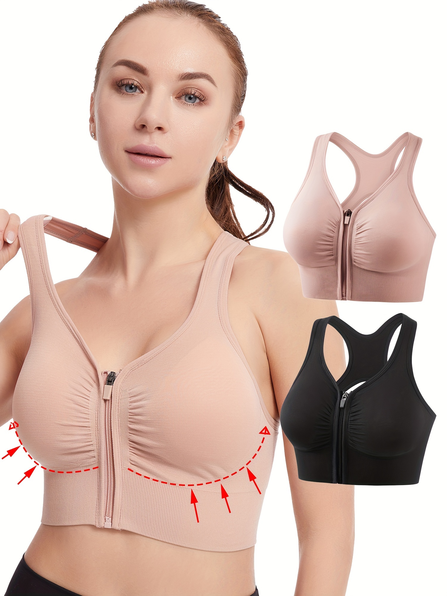 Women Post-surgical Sports Support Bra Front Closure With Adjustable Straps  Wirefree Racerback Bras Female - Bras - AliExpress