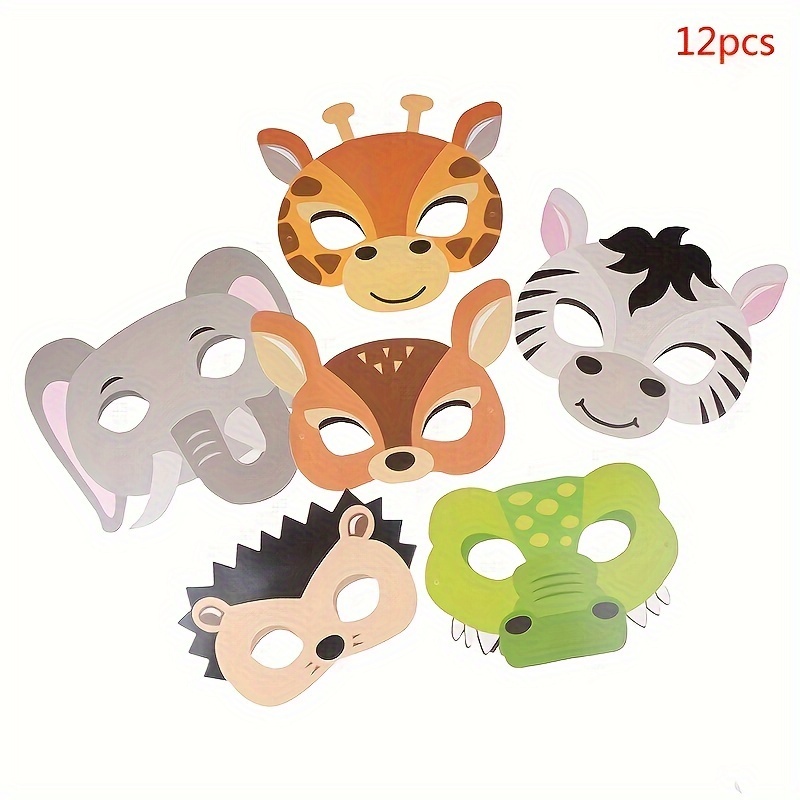 12pcs kids paper masks Kids Animal dance party masks Accessories Cat Mask