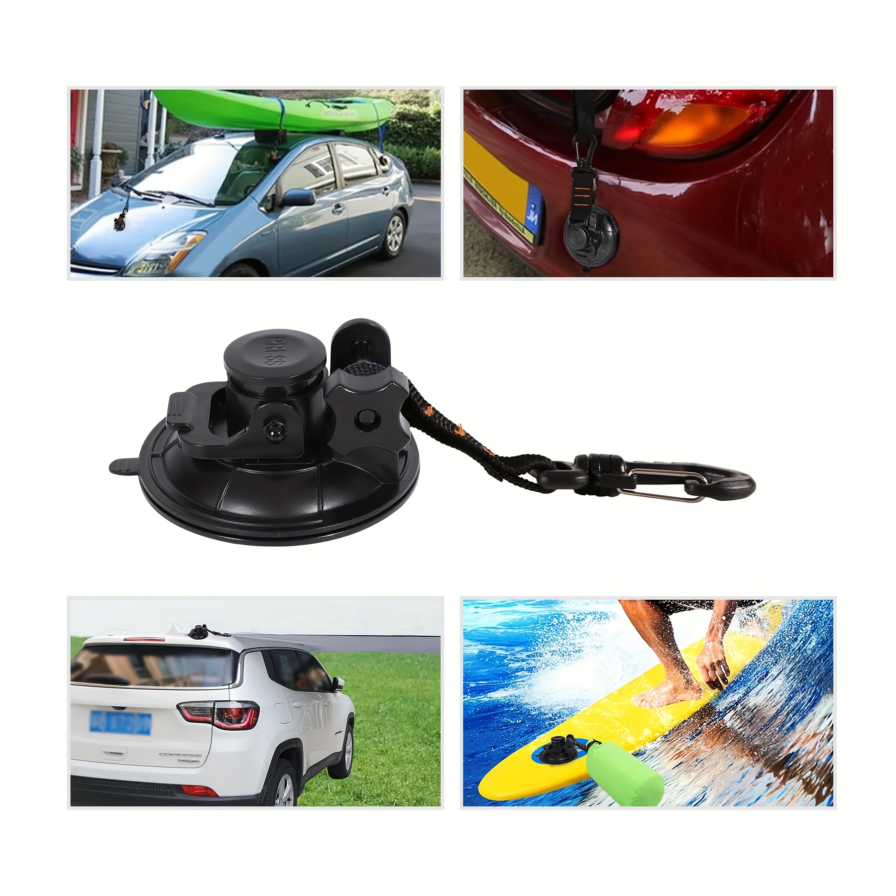 4pcs Heavy Duty Suction Cup Anchor with Hooks Tarp Clips Lock Grip