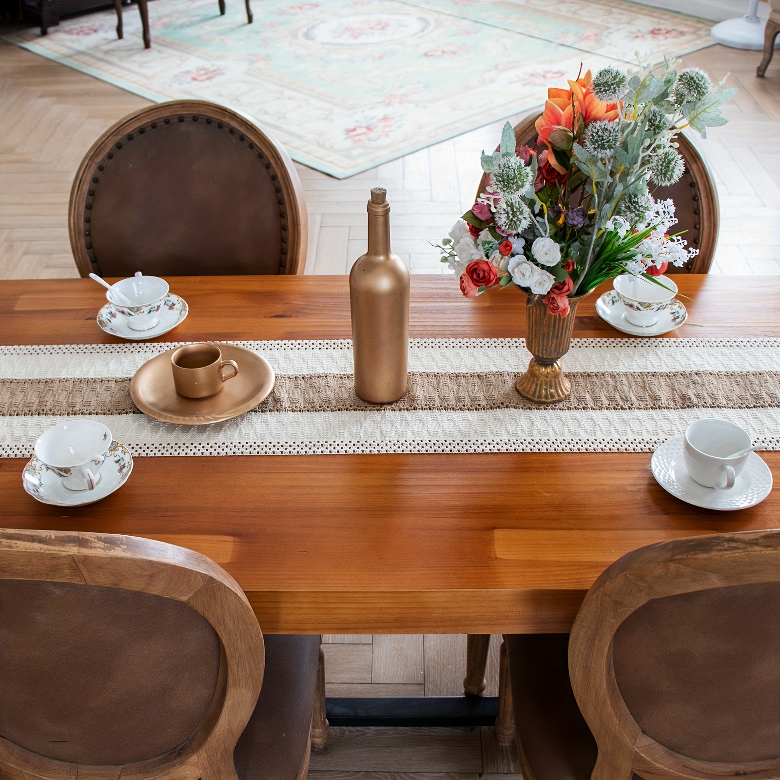 Camino de mesa de macramé estilo granja, camino de mesa bohemio de encaje de  algodón de arpillera natural, 12 x 72 pulgadas JAMW Sencillez