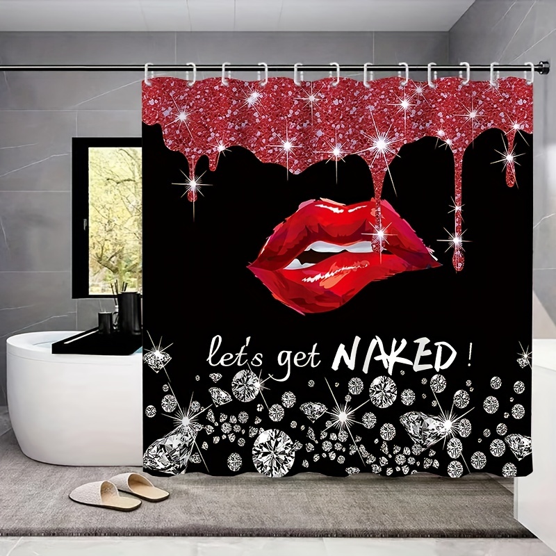 Gdmoon Red Lips Shower Curtain Sexy Lips Shower Curtain Red Lipstick Kiss  Biting Lip Girls Woman Modern Fashion Makeup Waterproof Health Bathroom  Decor Shower Curtain 12 Hooks 60x72In YLRLGD461 : : Home