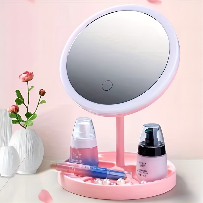 Espejo de maquillaje, luz led de escritorio, luz de relleno grande, espejo  de tocador, espejo de escritorio, espejo de belleza con bombilla (versión
