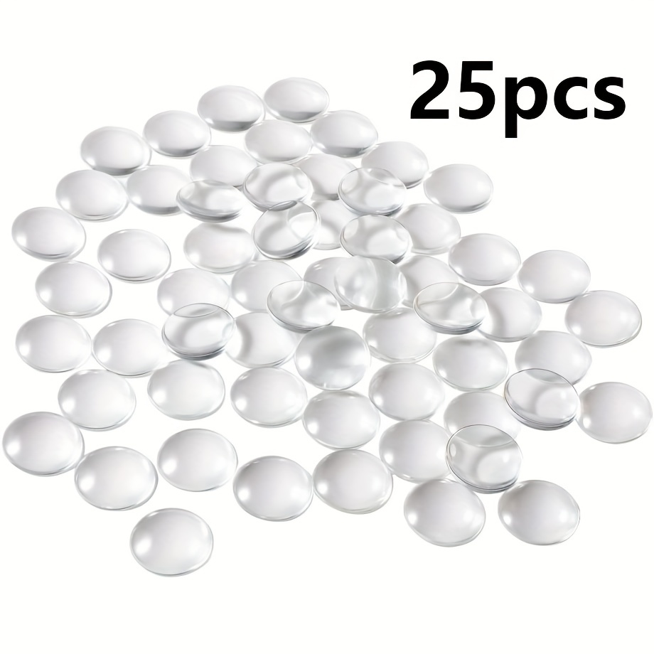 

25pcs Glass Dome Cabochons Clear Round Cabochons Tiles, Transparent Round 1inch/25mm For Cameo Pendants Photo Jewelry Necklaces