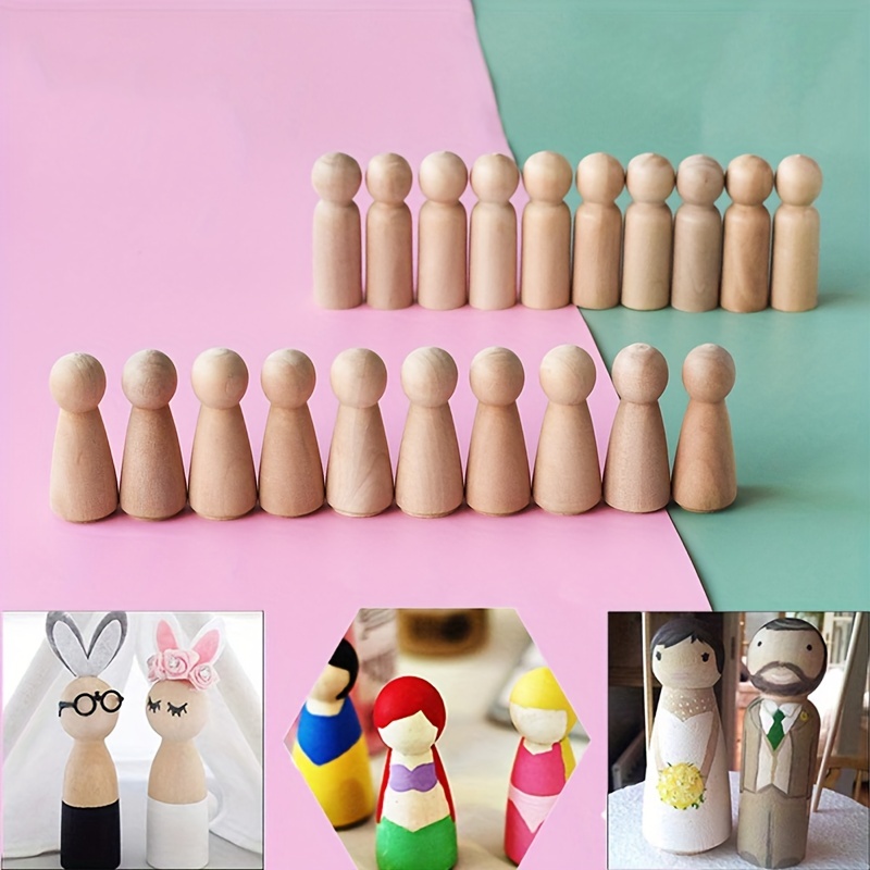 Unfinished Snowman Peg Dolls Diy Unfinished Shape Figure - Temu