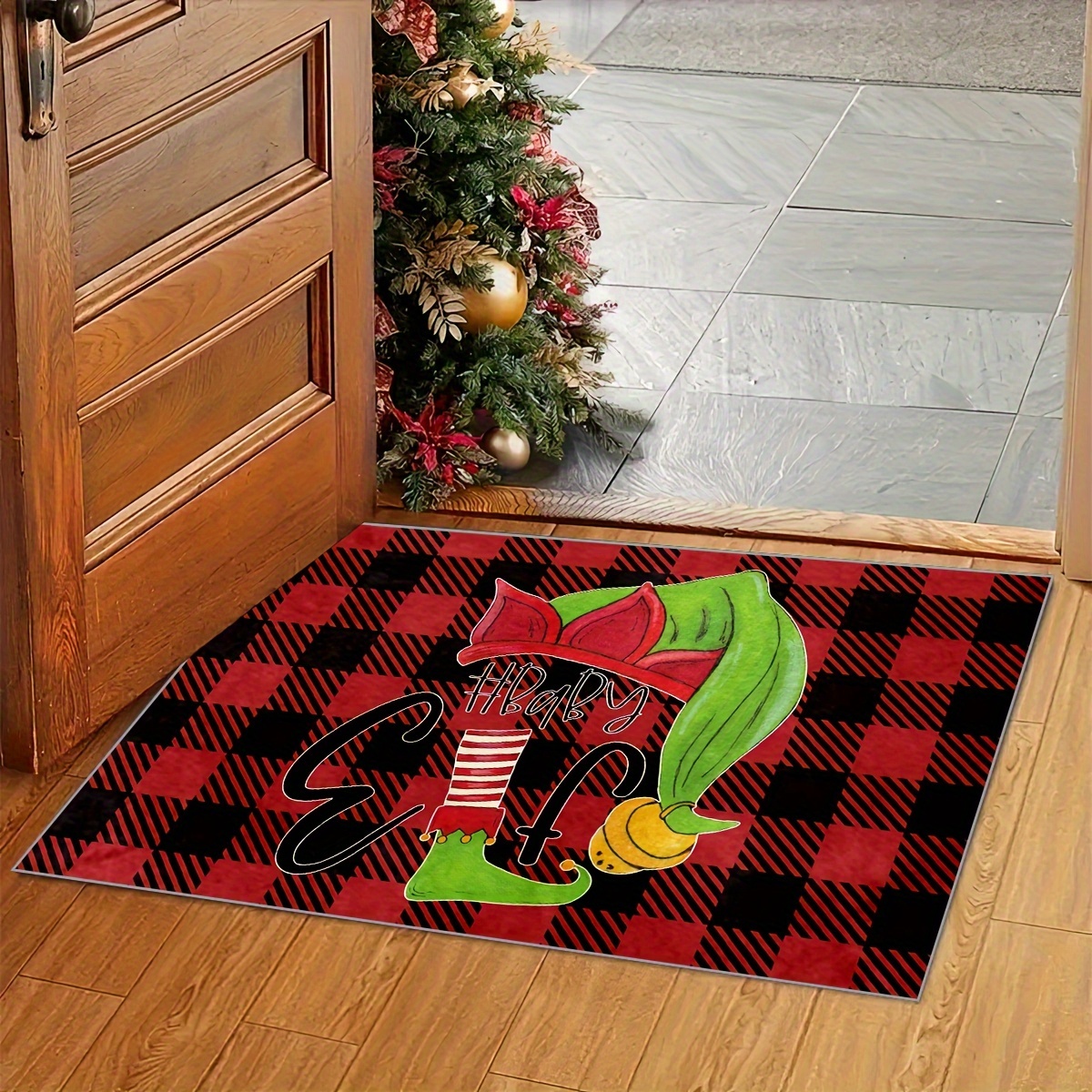 Memory Sponge Christmas Rug, Cute Snowman Scarf Doormat, Green Tree Pattern  Carpet For Floor Sink, Cardinal Country Berrythin Area Rugs, Red Back Door  Mat, Comfortable Foot Feel High Resilience Living Room Bedroom