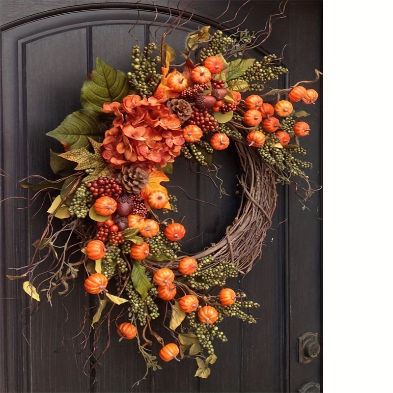 White Pumpkins Ranunculus Wreath Fall Decor For Front Door - Temu